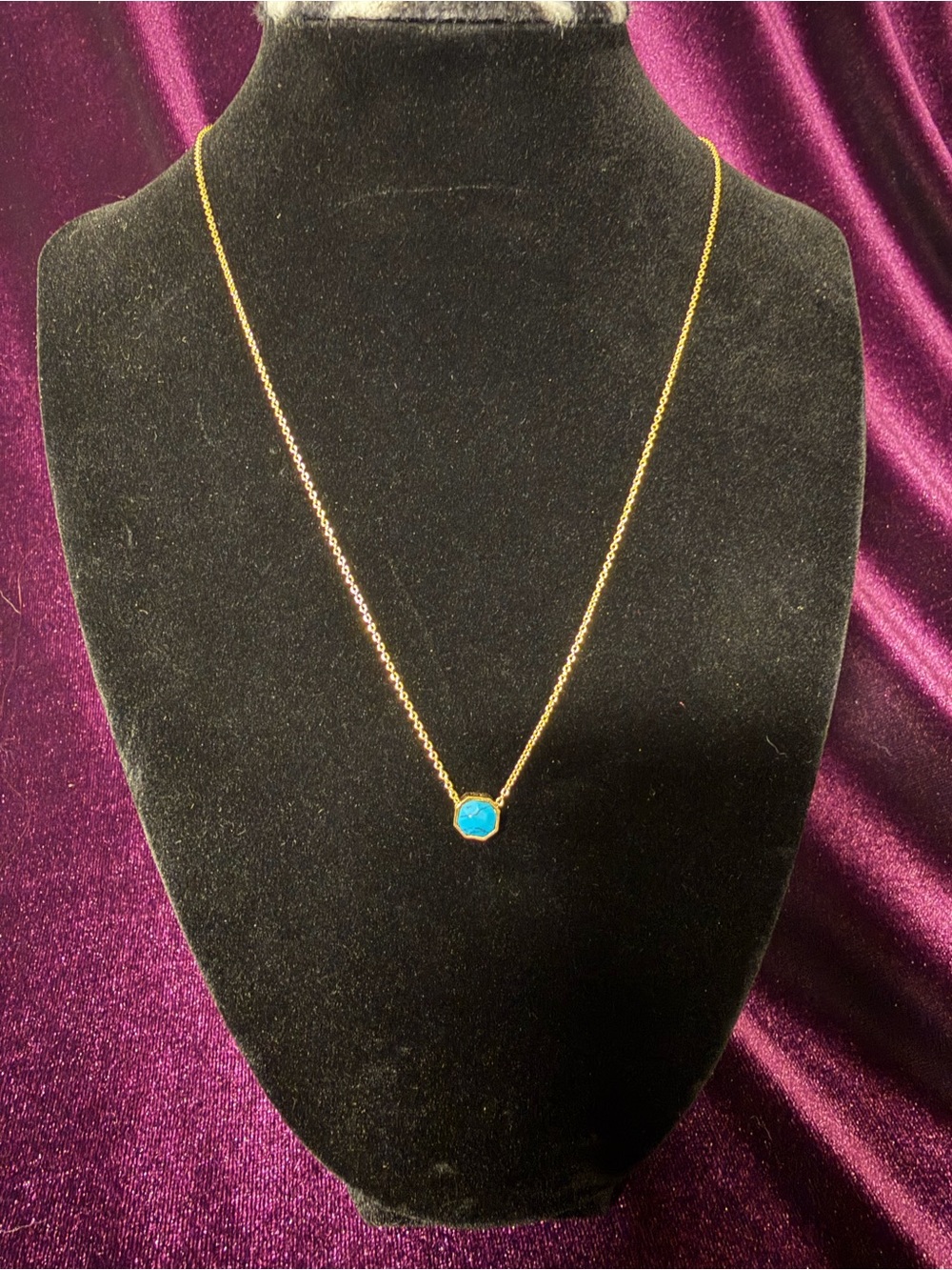 Gorjana Gold Chain Necklace with Faux Turquoise Pendant Power Gemstone